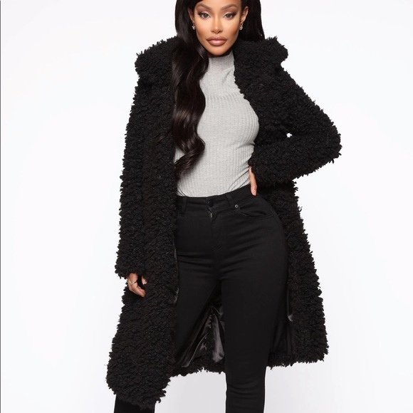 Fashion Nova Jackets & Blazers - Fashion Nova “All About Me” Fuzzy Coat - Black